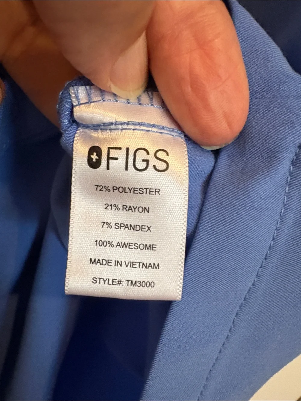 Figs Ceil Blue Chisec Three-Pocket Scrub Top style TM3000 Size Medium
